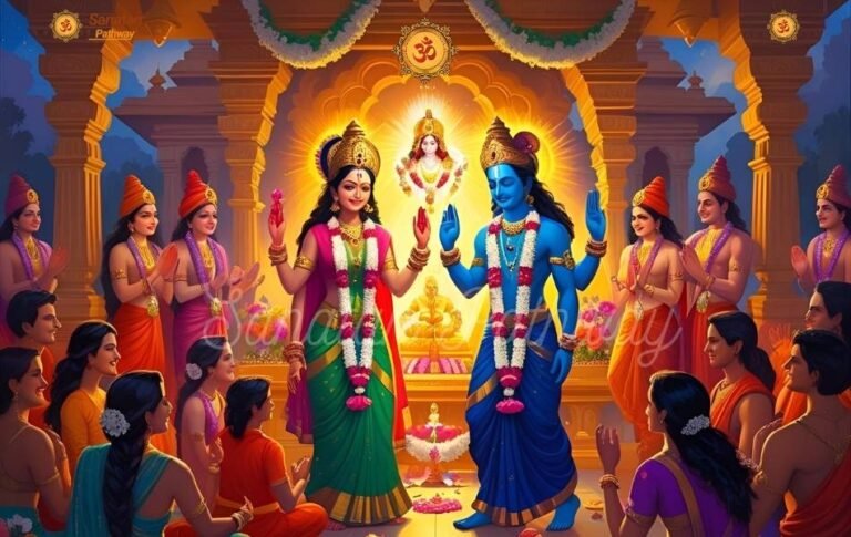 The Divine wedding ceremony of Goddess Lakshmi and Lord Vishnu