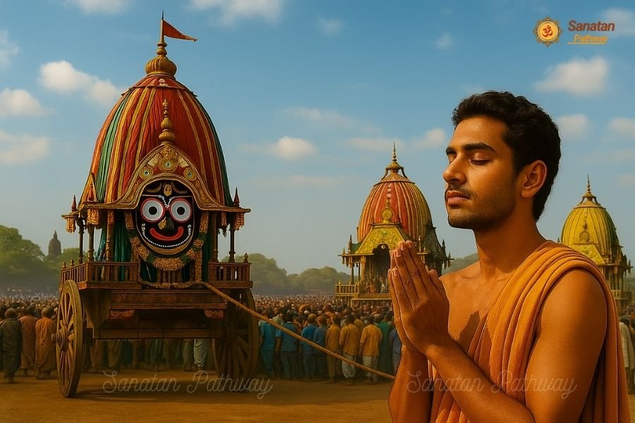 Saalbeg praying before Lord Jagannath's rath.
