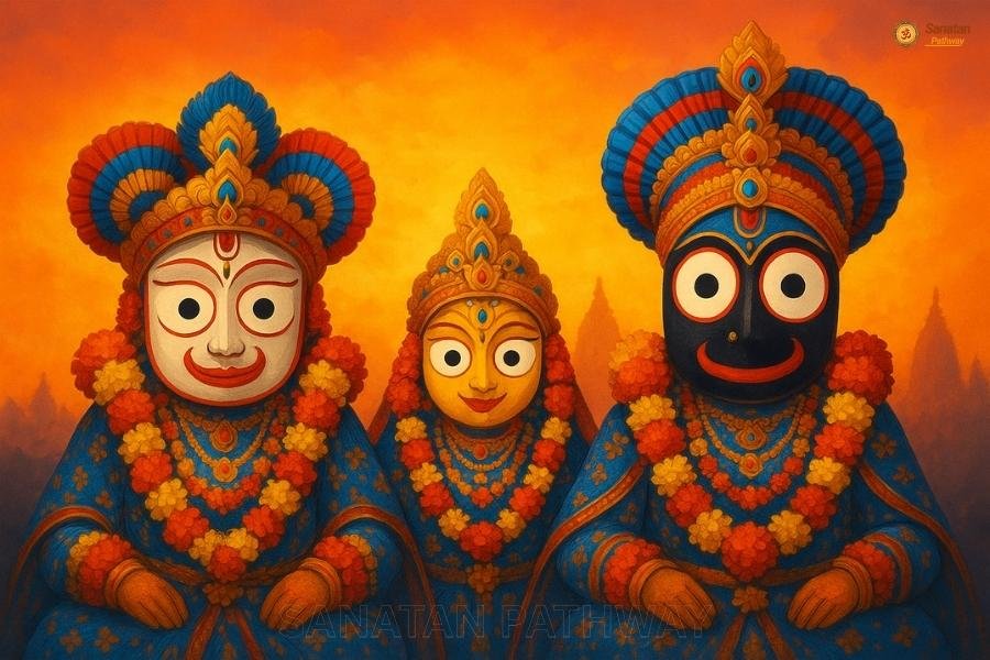 Lord Jagannath, Balram and Subhadra idols at Puri Jagannath Temple