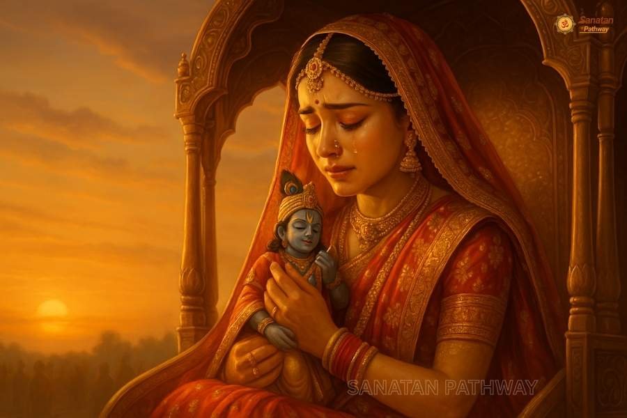 Devotion of Meerabai during her marriage as she carries the idol of Lord Krishna to her new home